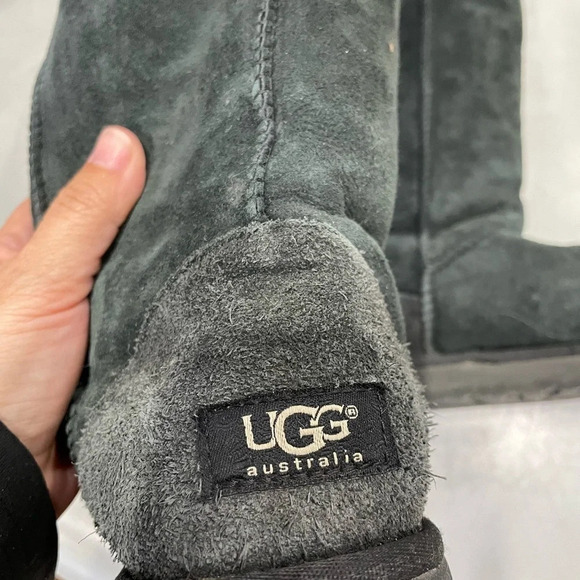 Uggs Womens Size 8 Classic Tall II Suede Sheepskin Boots Black Ugg - Picture 5 of 8